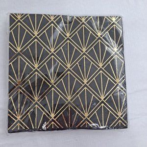 Napkins Dinner Party Decorative Dinner wear Black Gold foil Diamond 16 Count